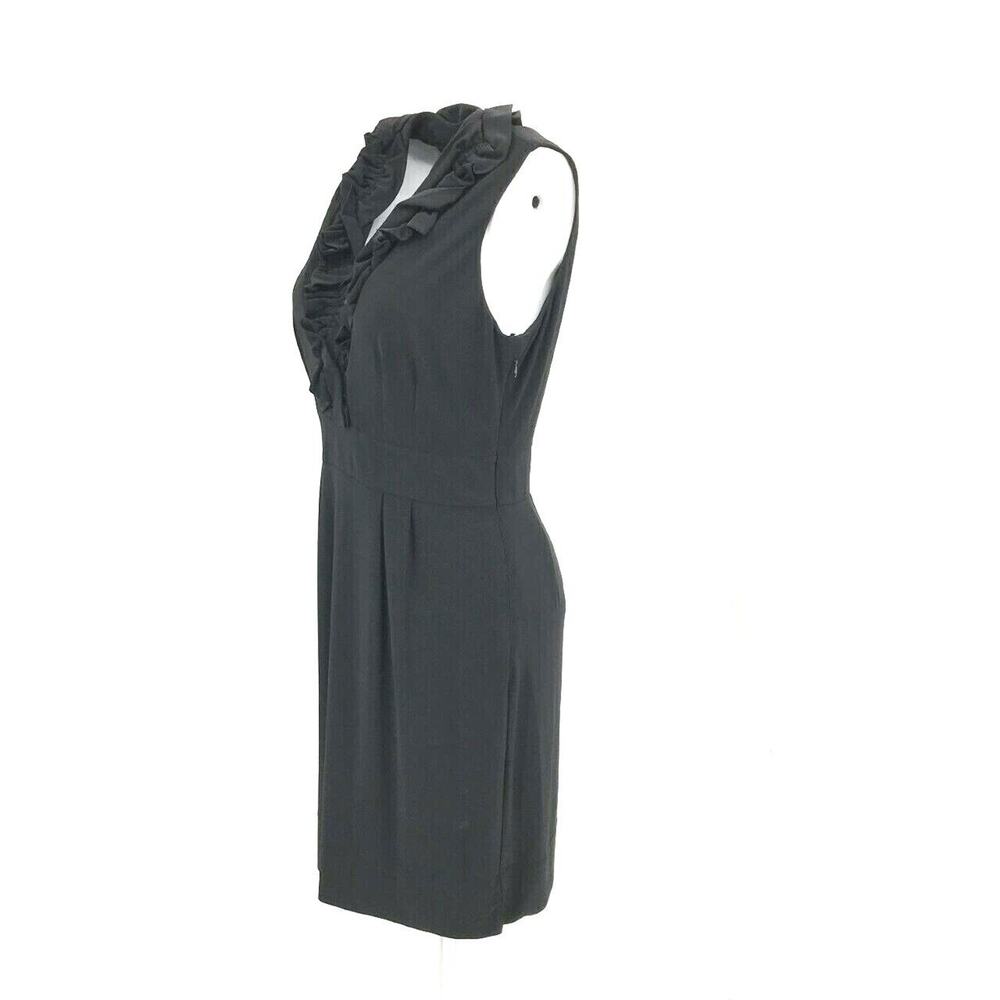 Just...Taylor Women's Sleeveless V Neck Ruffle Knit Dress Sz 6 Black Stretch - Picture 4 of 7